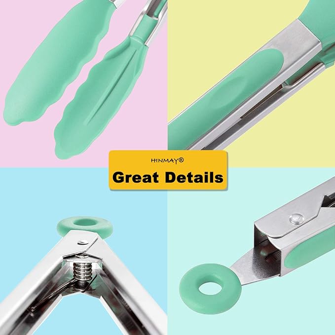 HINMAY Stainless Steel Kitchen Cooking Tongs - Image 4