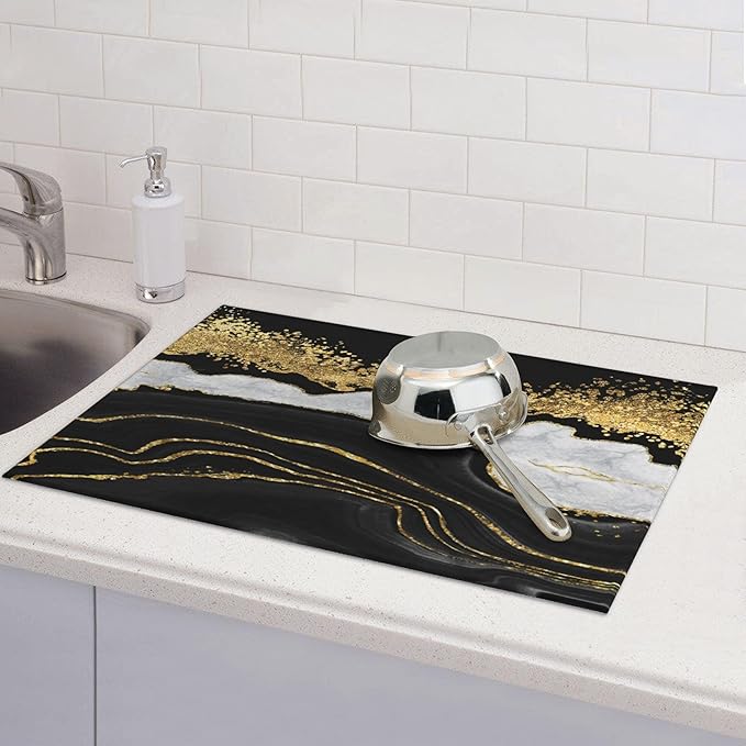 Marble Pattern Dish Drying Mat for Kitchen Counter, Microfiber Dish Mats for - Image 6