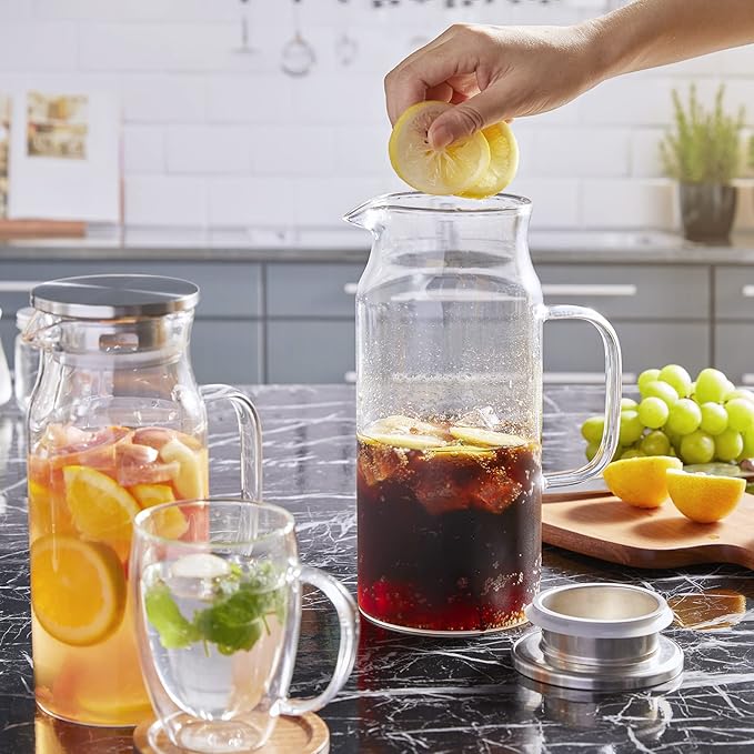 Bivvclaz 2 Pack 2 Liter 68 oz 2.1 Qt Glass Pitcher - Image 7