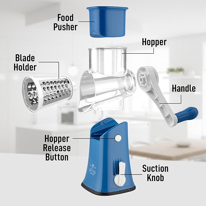 Zulay Kitchen Rotary Cheese Grater 5 Blade Cheese Shredder - Image 8