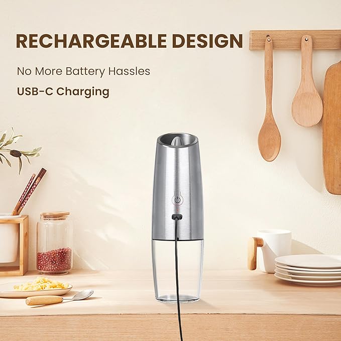 Rechargeable Electric Salt And Pepper Grinder Set, Automatic Gravity Electric - Image 2
