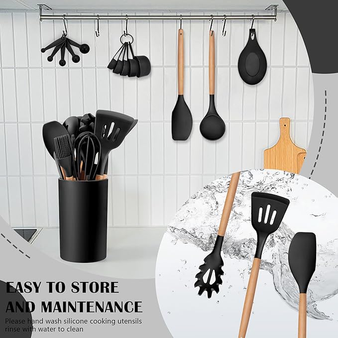 HaWare Kitchen Cooking Utensils Set, 23-Piece Silicone Kitchen Utensils Spatula - Image 7