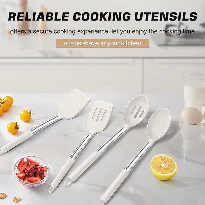 TeamFar Kitchen Utensils, for Nonstick Cookware Frying/Flipping/Draining - Image 7