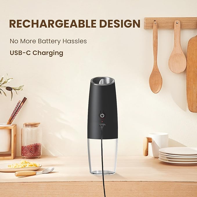 Rechargeable Electric Salt And Pepper Grinder Set, Automatic Gravity Electric - Image 2