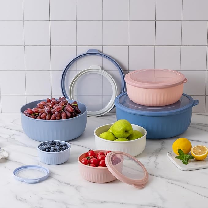 COOK WITH COLOR Prep Bowls with Lids- Wide and Deep Nesting Plastic Small - Image 6