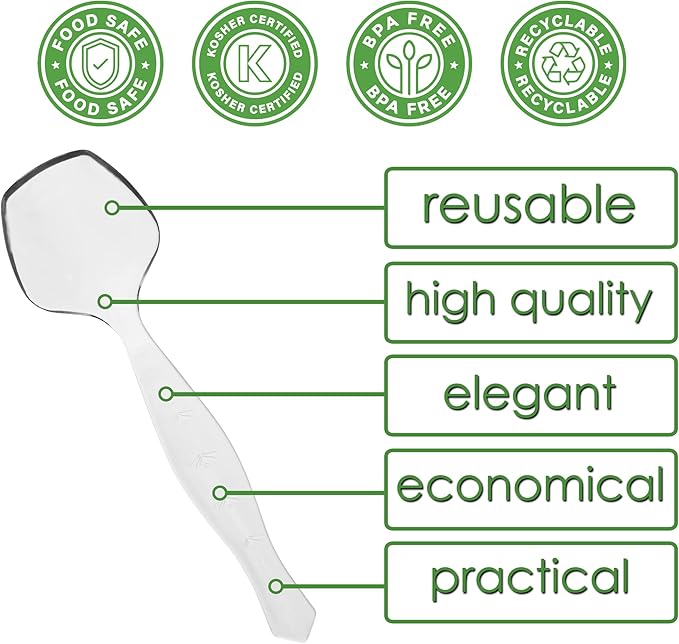 PARTY BARGAINS Disposable Clear Plastic Serving Spoons 8.75″ – Heavy-Duty Clear - Image 3