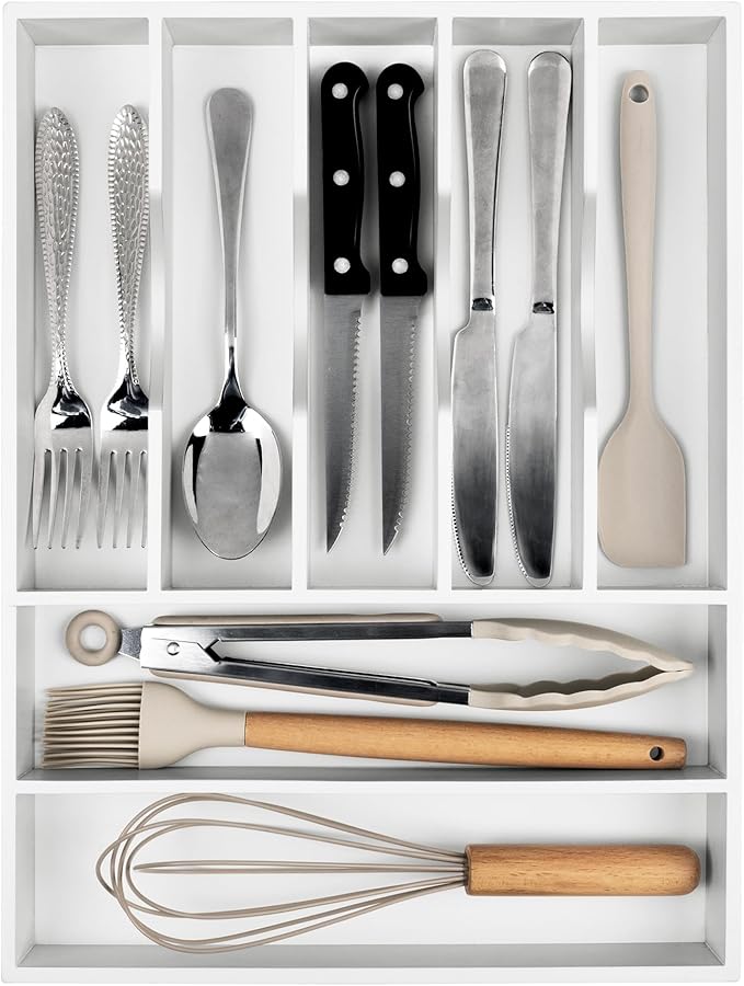 Kitchen Silverware Drawer Organizer and Storage Deep Cookware Utensil Cutlery - Image 3