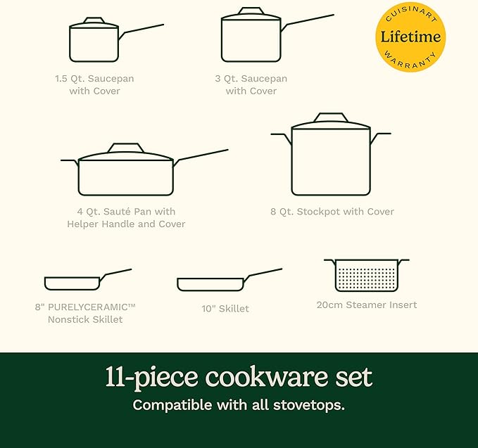 Cuisinart Cookware Set, 11 Piece Stainless Steel Cookware Pots and Pans - Image 9