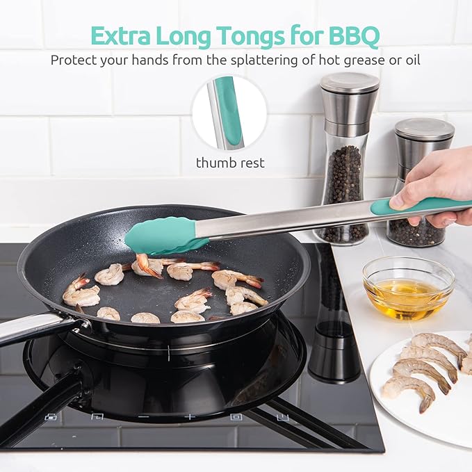 600ºF Heat Resistant Kitchen Tongs: U-Taste 16 in Extra Long Large Silicone - Image 9