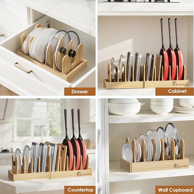 Housolution Bamboo Pot and Pan Organizer - Image 5