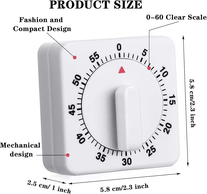 Weewooday 2 Pieces 60 Minute Visual Kitchen Timer Hour Mini Countdown - Image 3