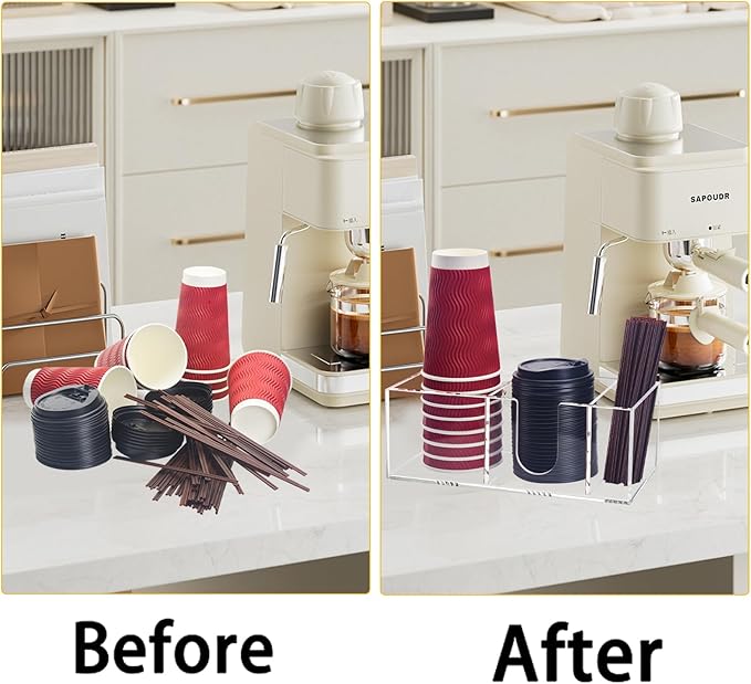 Coffee Bar Accessories and Organizer, Disposable Cup Holder - Image 3