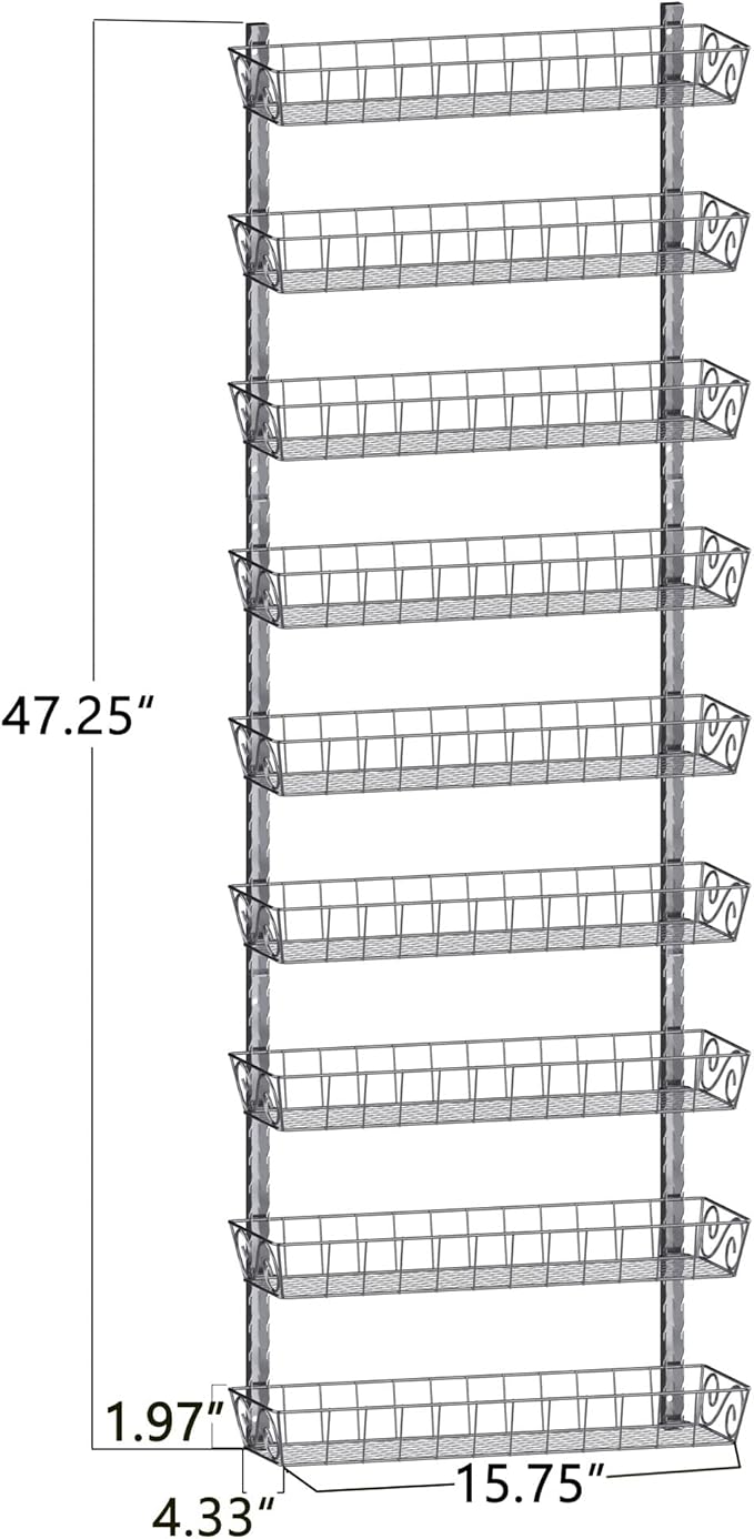 SWOMMOLY Adjustable Wall Mount Spice Rack, 9-Tier Dual-use Organizer - Image 3