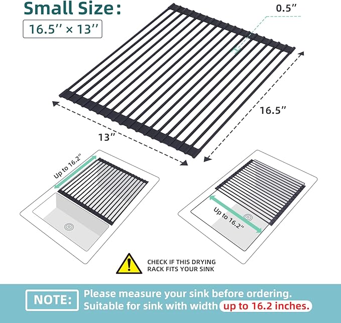 Ohuhu Roll Up Dish Racks, 16.5" L x 13" W Over The Sink Dish Drainer Drying - Image 2
