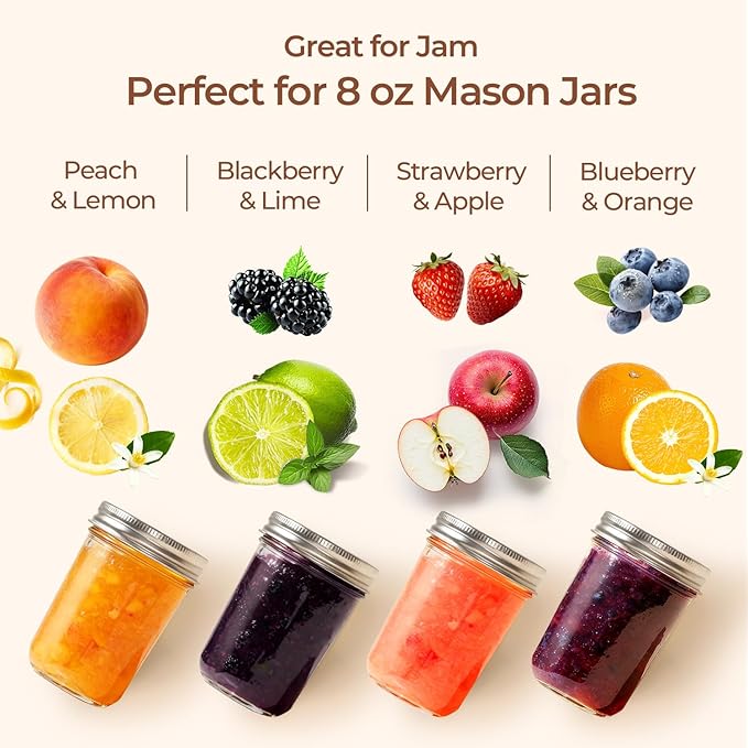 ComSaf Small Mason Jars 8 oz 6Pcs, Half Pint Regular Mouth Mason Jar - Image 5
