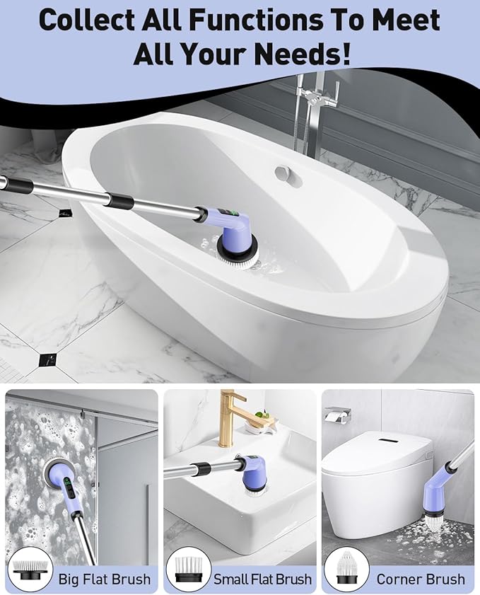 Electric Spin Scrubber for Cleaning Bathroom, Shower Scrubber Rotary Floor - Image 4