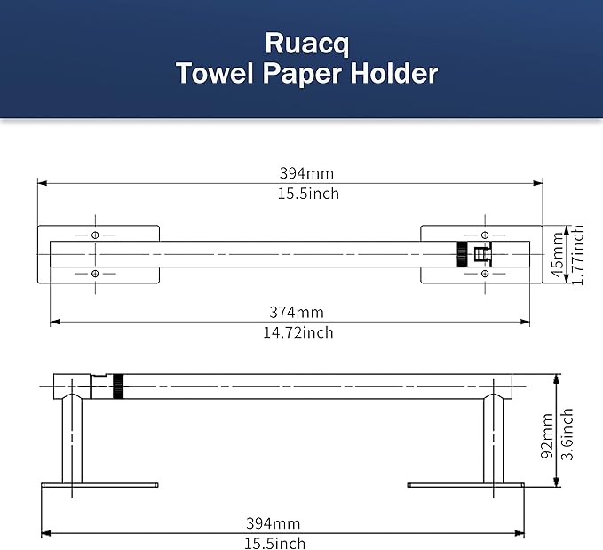 RUACQ Paper Towel Holder Under Cabinet, Wall Mounted or Adhesive Stainless - Image 6