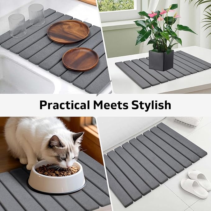 Large Stone Dish Drying Mat for Kitchen Counter, Collapsible Quick Dry Dish - Image 7