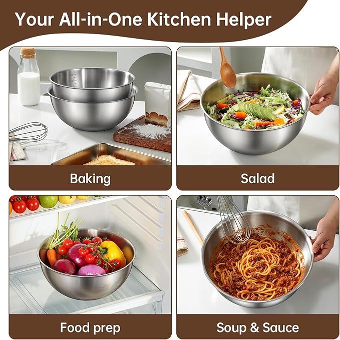 Gronivex Stainless Steel Mixing Bowls Set of 2, Food Grade 304, Dishwasher Safe - Image 5