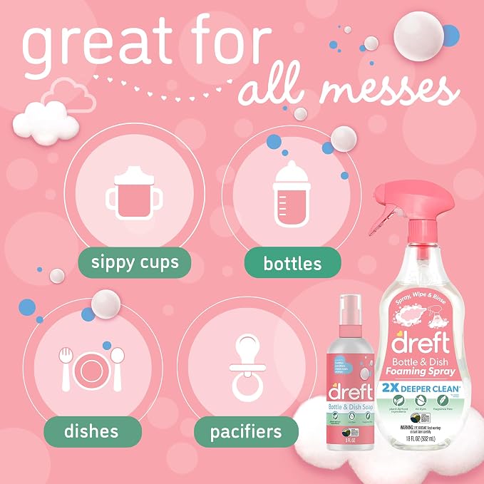 Dreft Foaming Baby Bottle and Dish Cleaning Spray + Dreft 3oz Bottle and Dish Soap