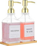 Glass Soap Dispenser with Pump, Countertop Soap and Lotion Dispenser Set of 2 by POLLOCKDirect
