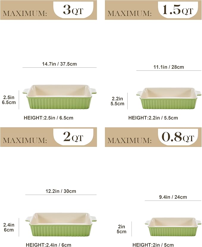 MALACASA Bakeware Set of 4, Porcelain Baking Pans Set - Image 2
