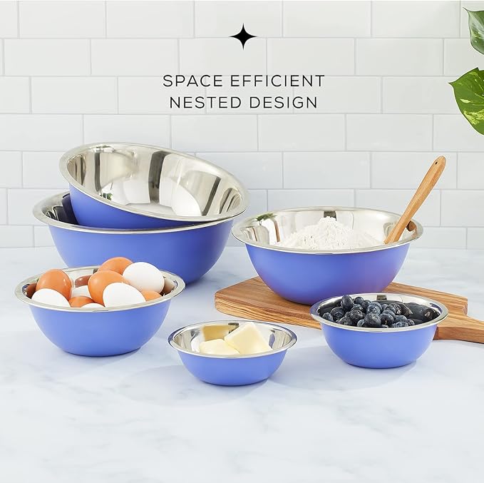 JoyJolt Stainless Steel Mixing Bowl Set of 6-5qt to 0.5qt Nesting Bowls - Image 3