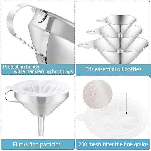 Toncoo 4 Pack Stainless Steel Funnels - Image 5