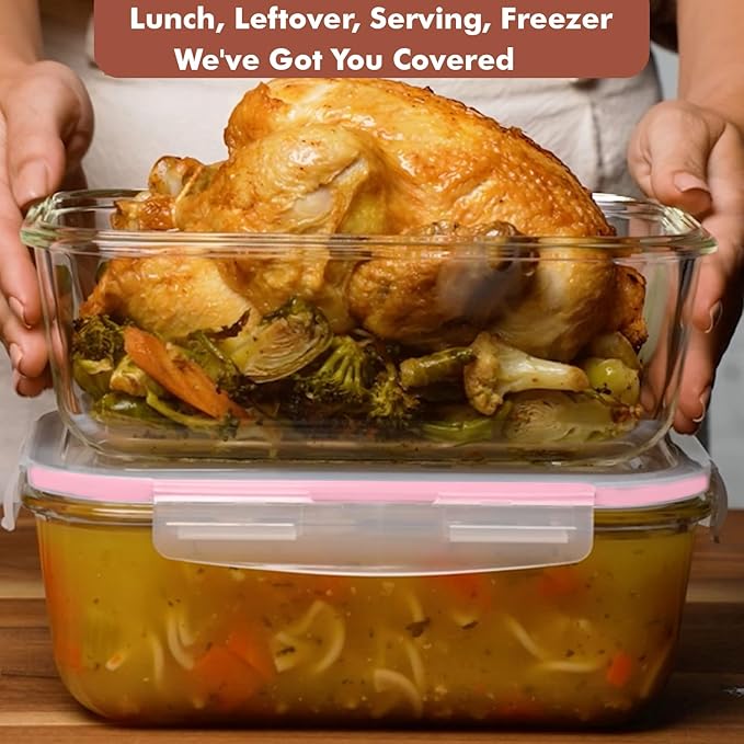 Razab 4 PC 1860ml / 63 Oz / 8 Cups Large Glass Food Storage Containers - Image 2