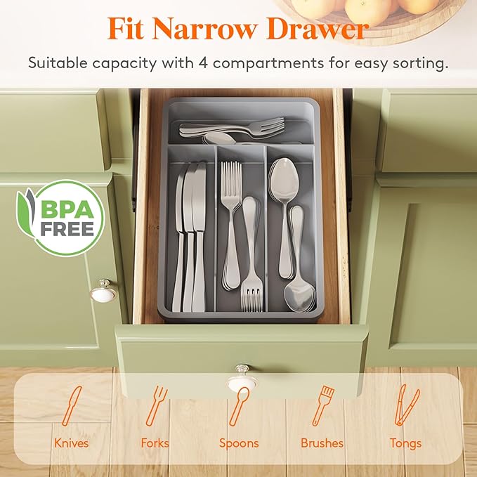 Lifewit Silverware Drawer Organizer Tray, Plastic Cutlery Storage - Image 3