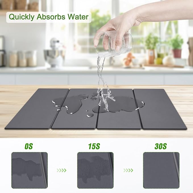 Large Dish Drying Mat for Kitchen Counter, Heat-resistant Mat, Diatomaceous - Image 6
