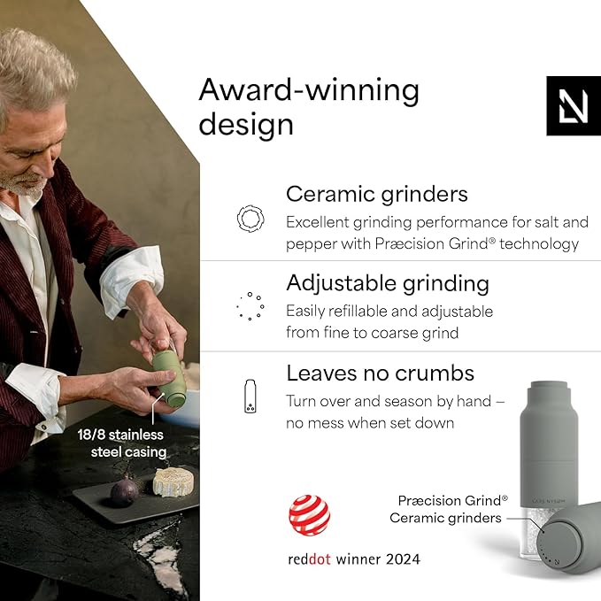 LARS NYSØM Salt and Pepper Grinder Set, Stainless Steel Manual Salt and Pepper - Image 2