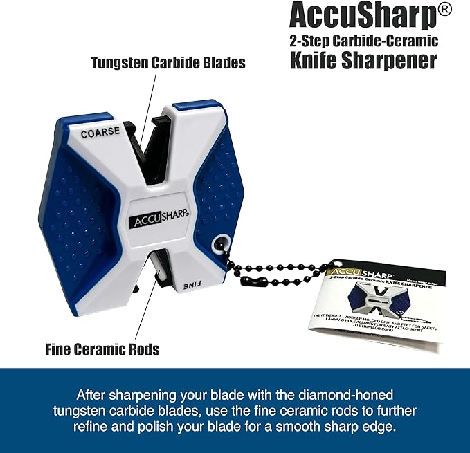 AccuSharp Pull Through Knife Sharpener Keychain, 2-Stage Sharpener - Image 4