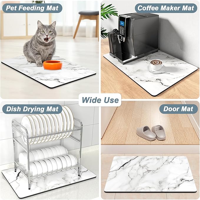 Rnivvi Coffee Mat, Hide Stain Rubber Backed Absorbent Dish Drying Pad - Image 7