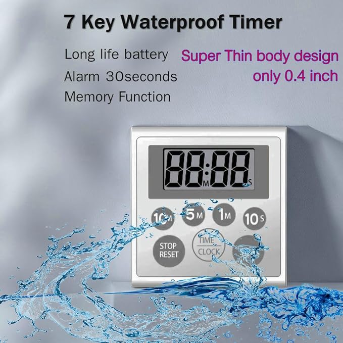 Digital Timer Waterproof Shower Timer Shower Clock Bathroom Kitchen Timer - Image 6