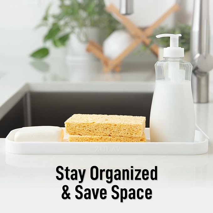 Zulay Kitchen Large Silicone Sponge Holder – Flexible Sink Organizer Tray - Image 6