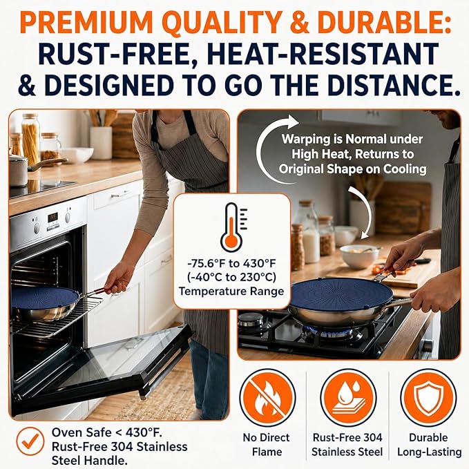Silicone Splatter Screen for Frying Pan, 13” Navy – Grease & Oil Splatter Guard - Image 8
