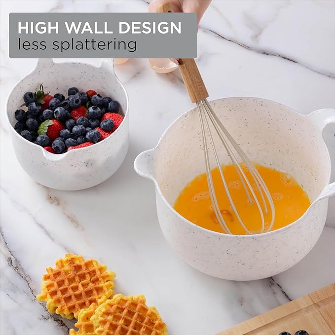 COOK WITH COLOR Nesting Plastic Mixing Bowl Set with Pour Spouts and Handles - Image 5