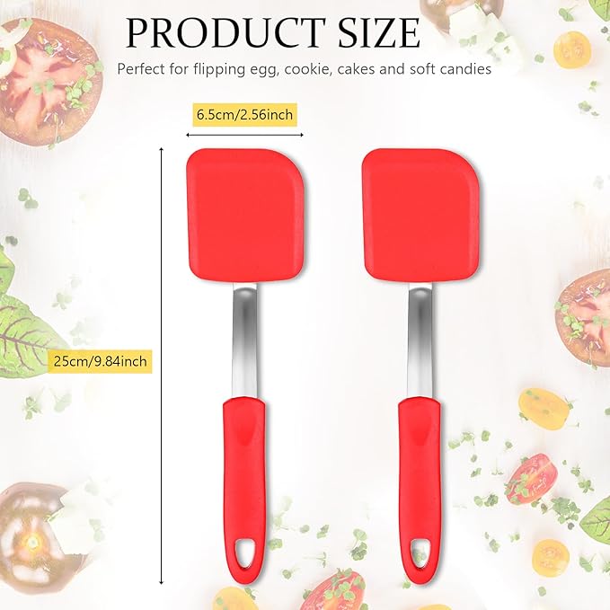 Silicone Cookie Spatula Turner 2 Pack Mini Brownie Spatula Flexible Kitchen - Image 2