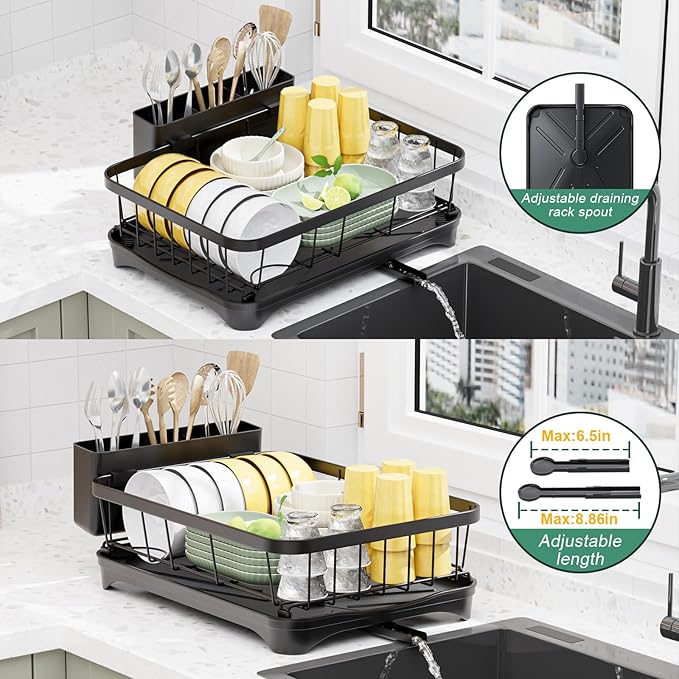LIYI Dish Drying Rack, Adjustable Spout Design, Kitchen Dish Racks, Made of - Image 3