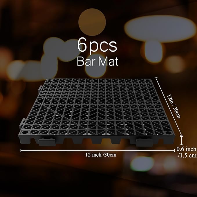 Tioncy 6 Pcs Bar Countertop Supplies Interlocking Mats 12 x 12 Inch Rubber - Image 2
