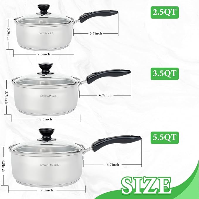 Stainless Steel Saucepan with Lid Set - Image 2