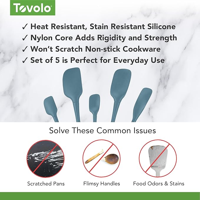 Tovolo Flex Core 5 Piece Silicone Spatula Set Heat Resistant All Silicone - Image 3