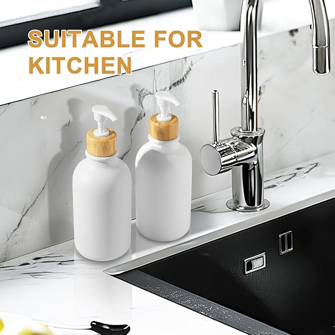 KASUNTING White Soap Dispenser, 2 Pack Plastic Bathroom Hand Soap and Lotion - Image 7
