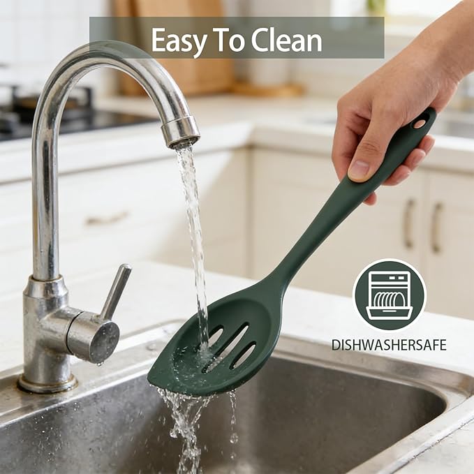 2-Pieces Silicone Cooking Spoon Spatula, Large Serving Spoons - Image 7