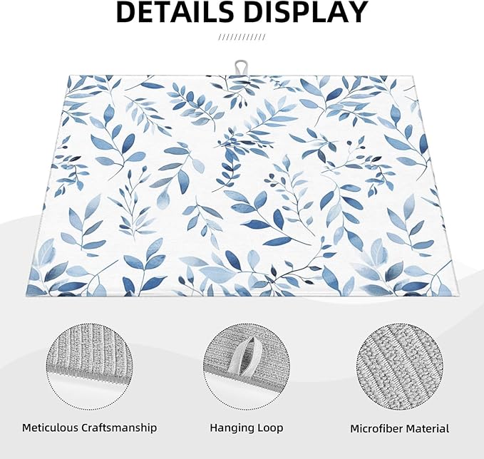 Blue Flower Dish Drying Mat For Kitchen Counter Absorbent Large Kitchen Fast - Image 4