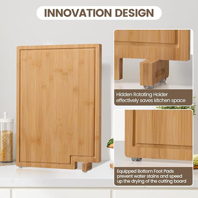 Kikcoin Bamboo Cutting Boards for Kitchen, 2XLarge Wood Cutting Board - Image 2