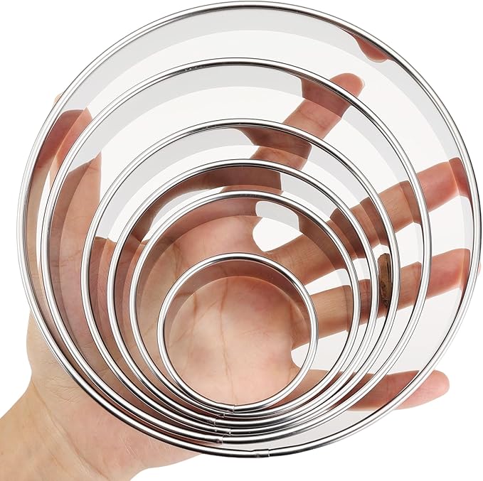 6 PCS Round Cookie Cutters, Stainless Steel Biscuit Cutters by Unknown
