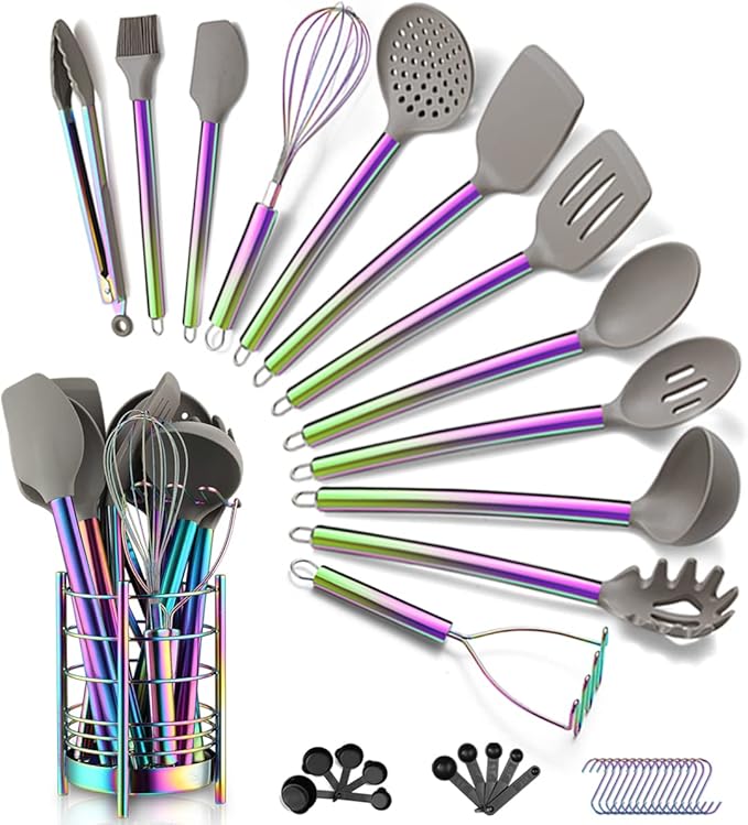 38 Piece Silicone kitchen Cooking Utensils Set by HOMQUEN