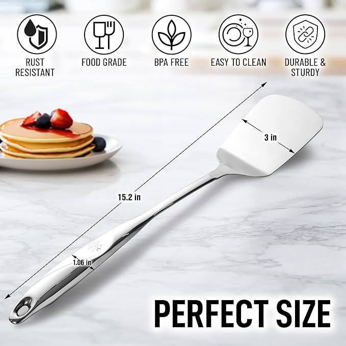 Zulay Kitchen Stainless Steel Solid Turner - Image 5